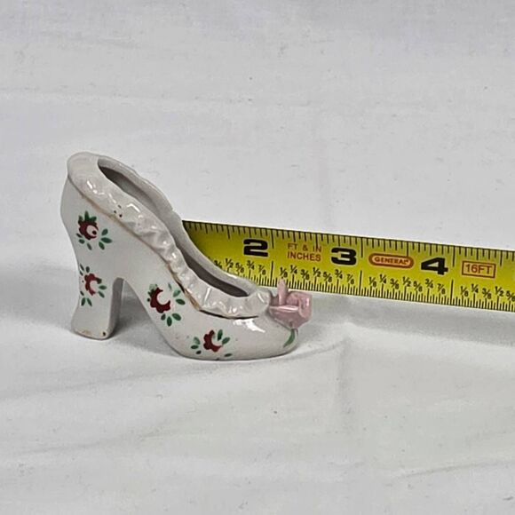 Vintage Porcelain Shoe Figurine w/ Pink Rose & Floral Design - Picture 5 of 6